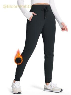 Fleece Lined Joggers Water Resistant Hiking Pants Zipper Pockets Tall